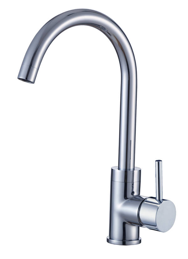12B-106W Gooseneck Kitchen Round Tap - Silver - Image 4