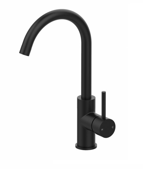 12B-106WBK Gooseneck Kitchen Round Tap - Black - Image 3