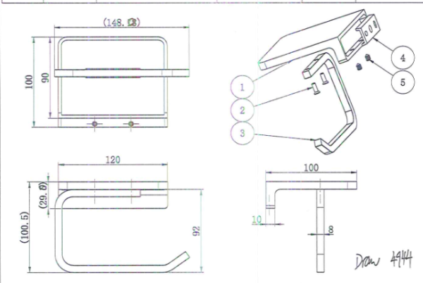 6051 Black Toilet Roll Holder - Image 3