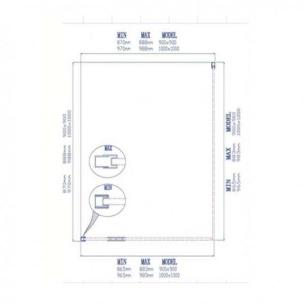 Sports 1000*1000, Silver, Swing Door, 10mm, Glass Only - Image 2